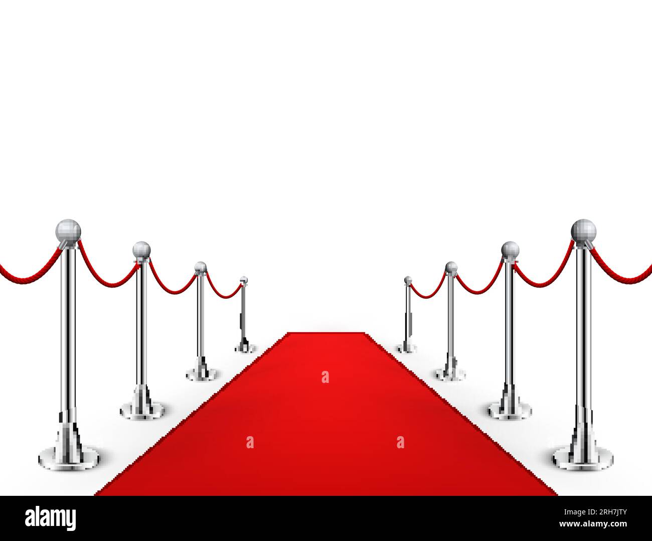 Red carpet event silver barriers background realistic vector