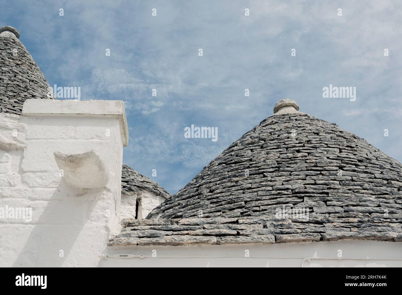 Alberobello, Apulia (Italy). July 2023. Glimpse of the roofs of the trulli, a characteristic construction of the region Stock Photo