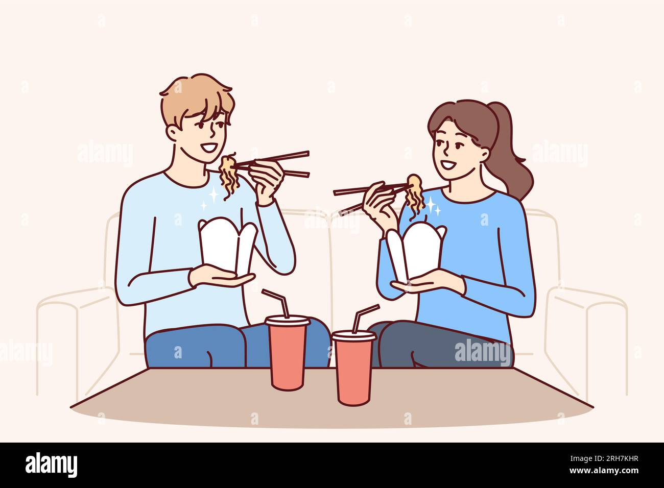 Asian couple sitting sofa using Stock Vector Images Alamy