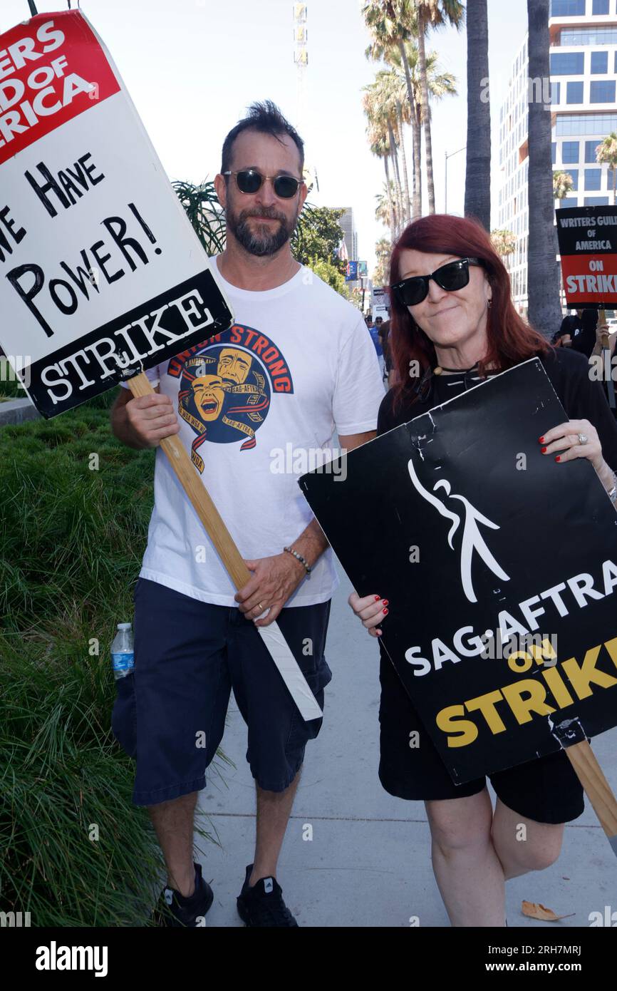 Los Angeles, Ca. 14th Aug, 2023. Noah Wyle and Kate Flannery seen as