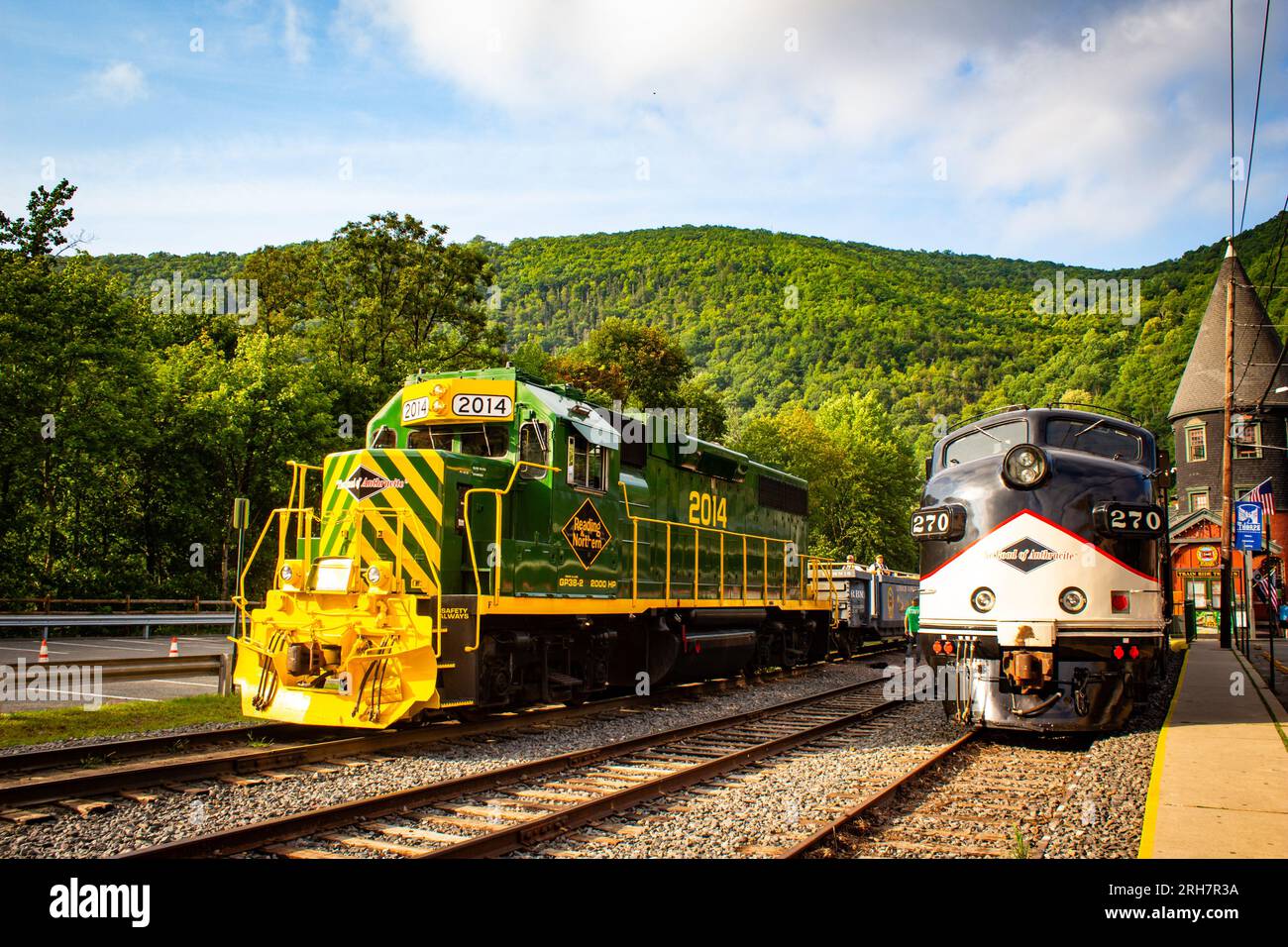 Jim Thorpe, PA August 5, 2023 Bike train on Pocono mountains, ready