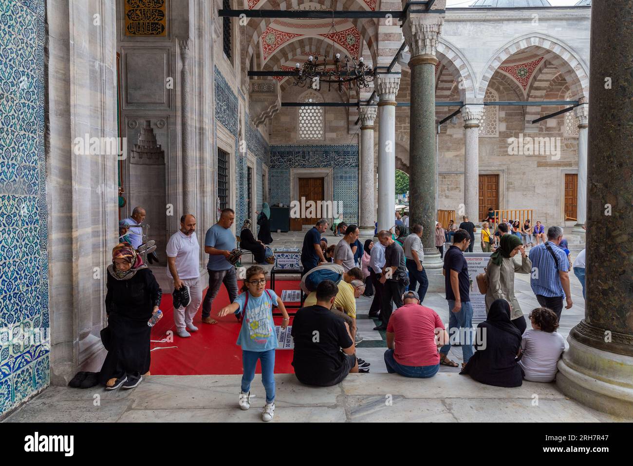 Istanbul, Turkey. August 14, 2023 Muslims and tourists in the outer
