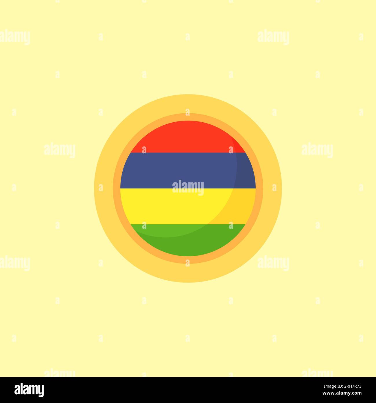 Flag of Mauritius with round frame. Flat design style Stock Vector ...