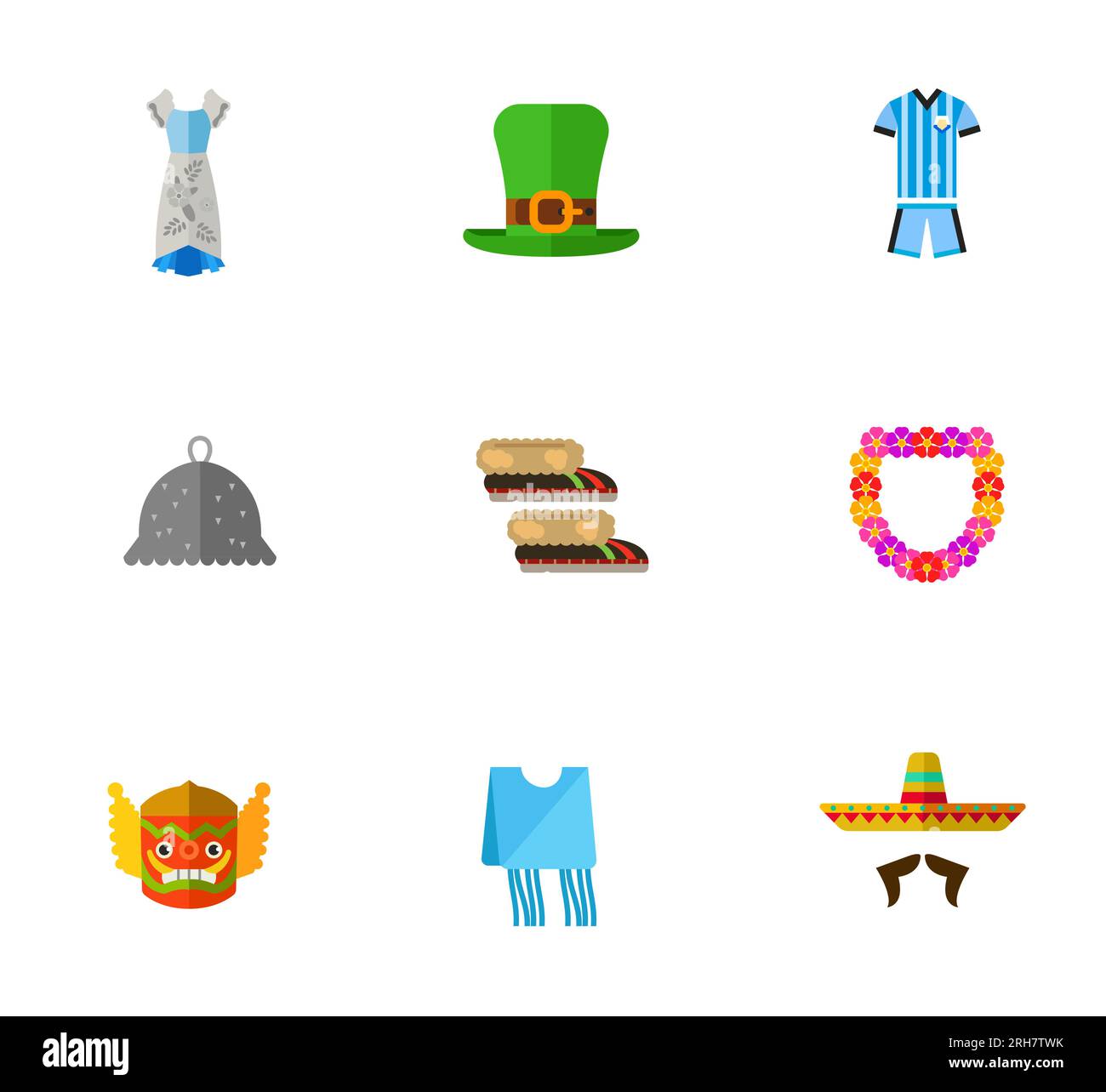 Traditional clothing icon set Stock Vector