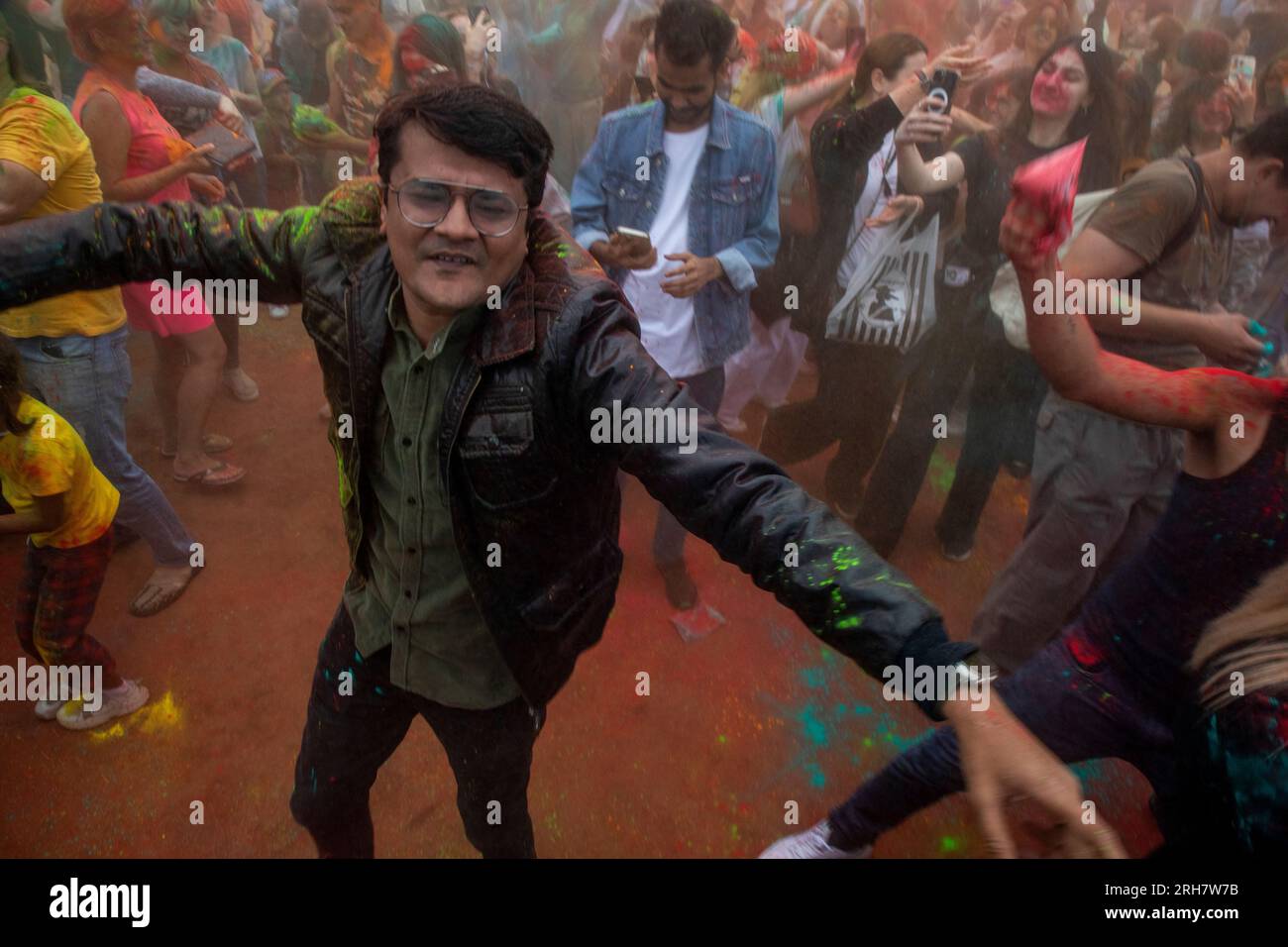 Moscow, Russia. 13th of August, 2023 People take part in the Holi