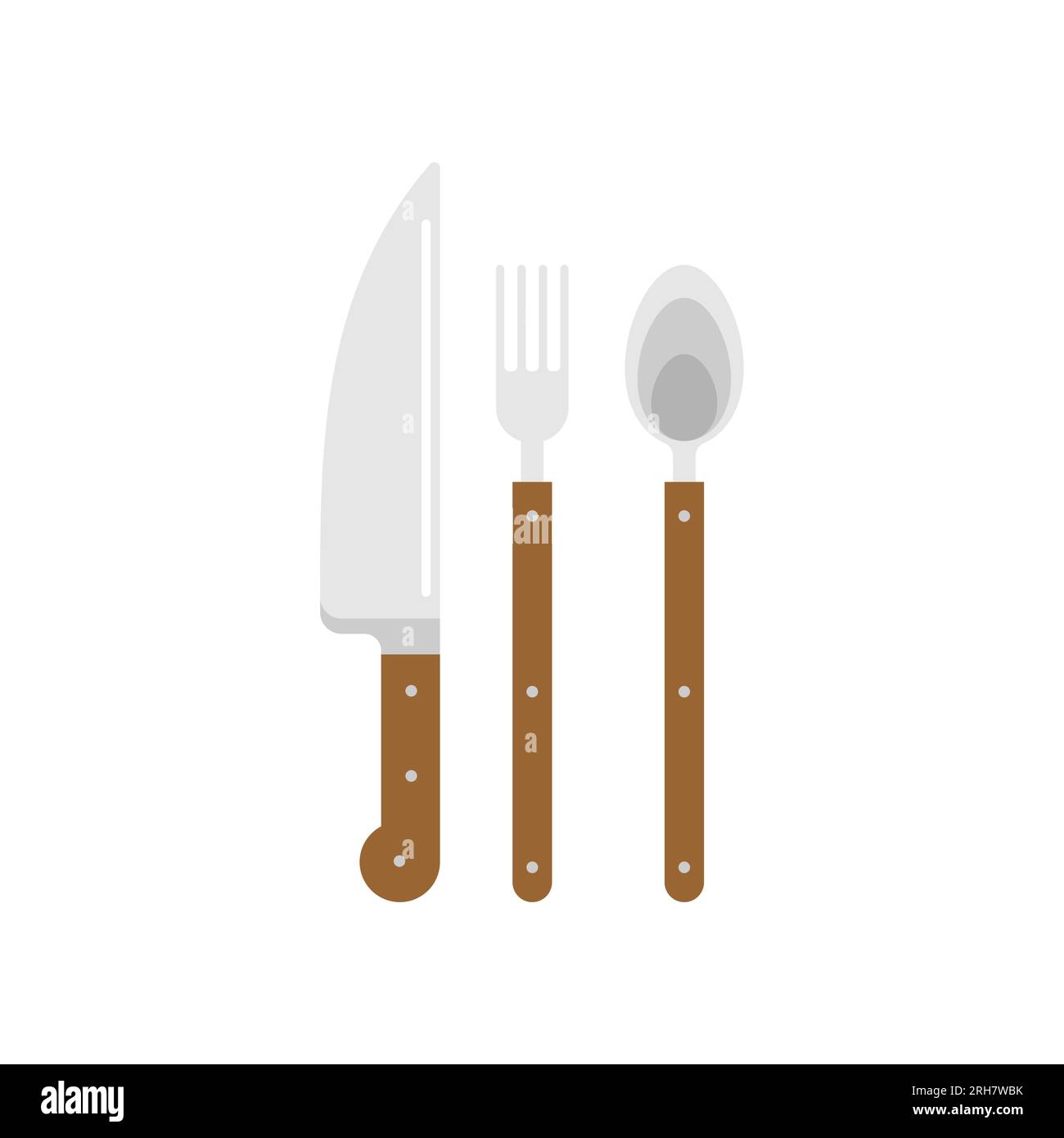 Knife and fork and spoon, kitchen utensils sign. Dishes Vector illustration Stock Vector Image