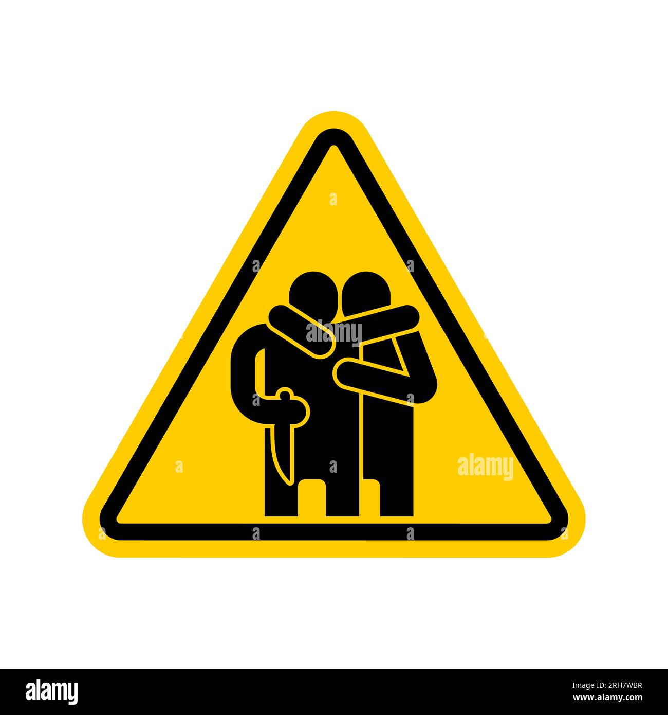 Attention traitor. Caution of betrayal. Yellow triangular road sign