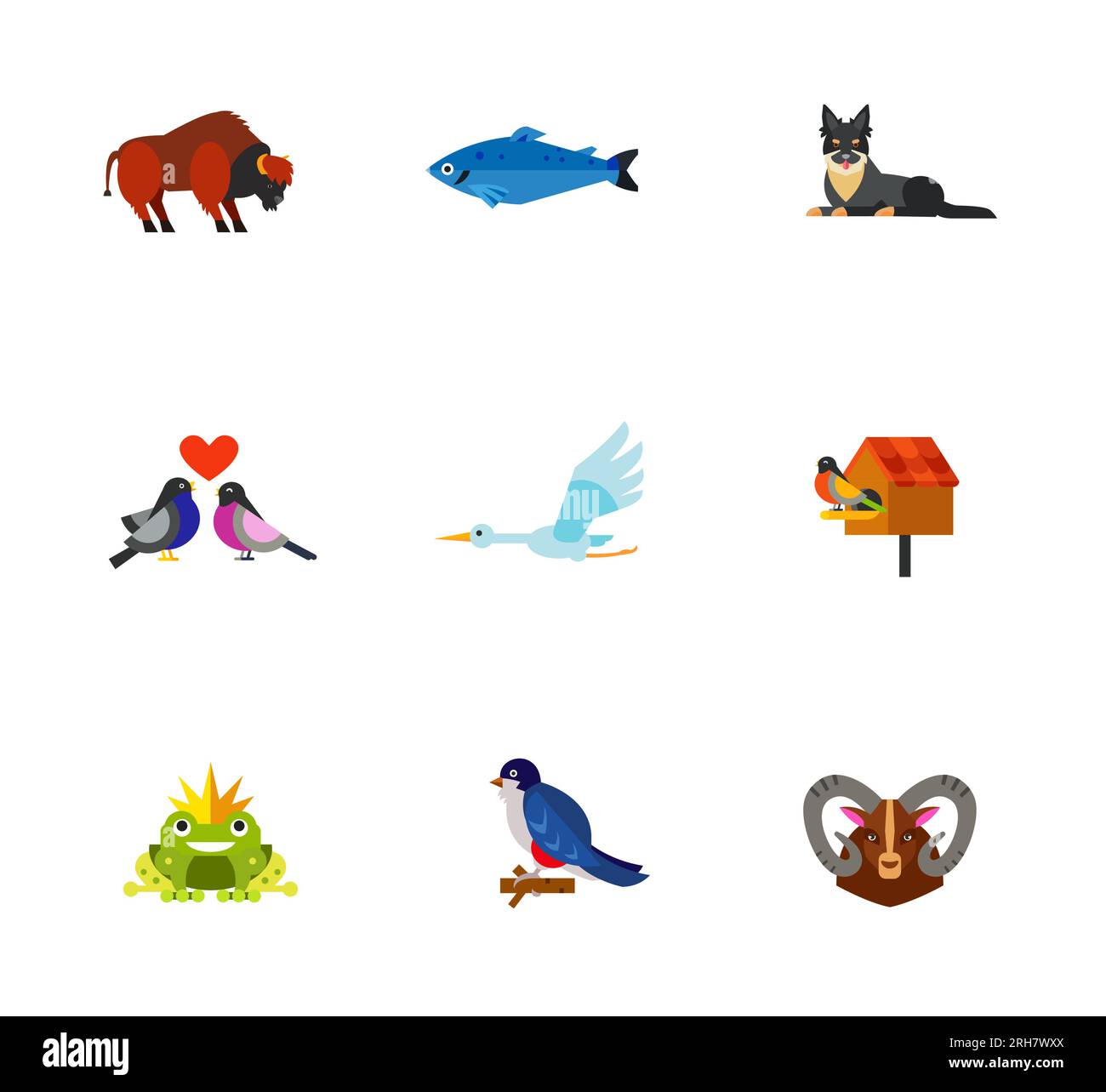 Animals, birds and fish icon set Stock Vector Image & Art - Alamy