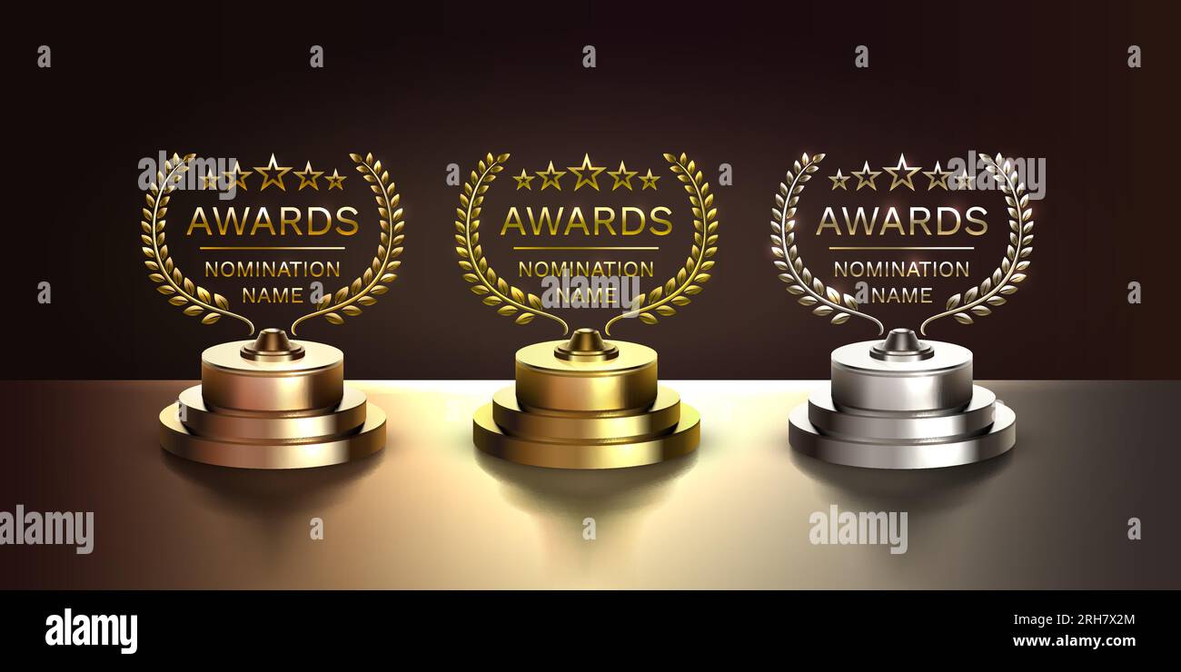 Awards nomination name podium, awards golden prize event, first place ...