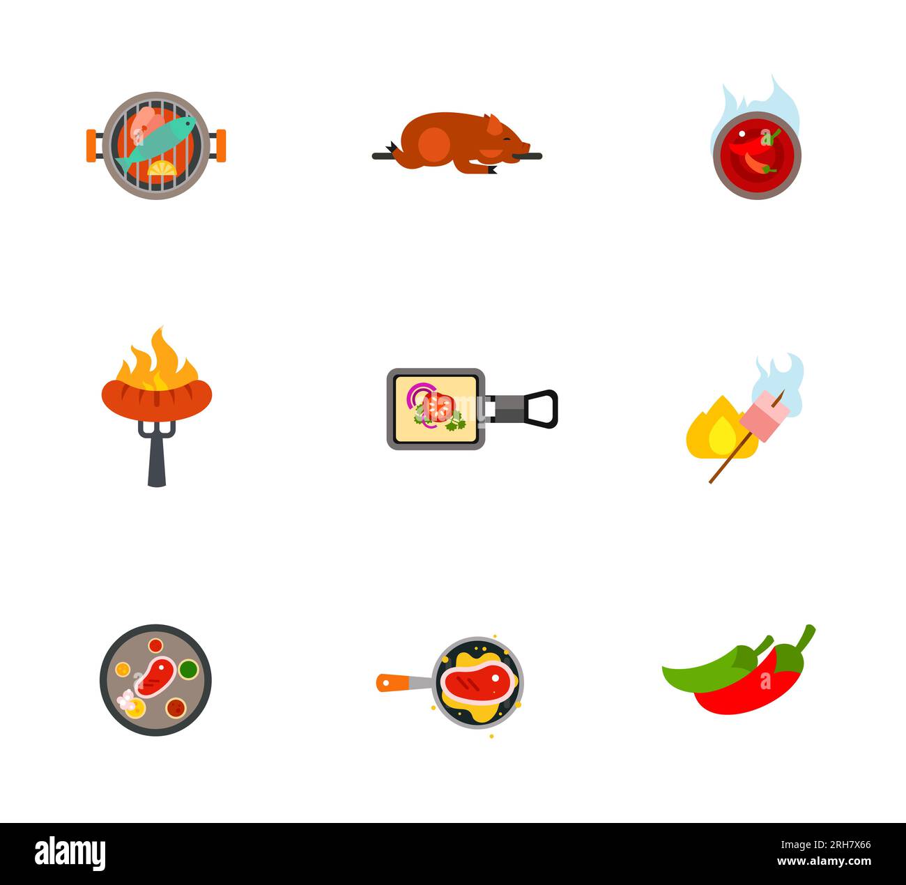 Barbecue icon set Stock Vector Image & Art - Alamy
