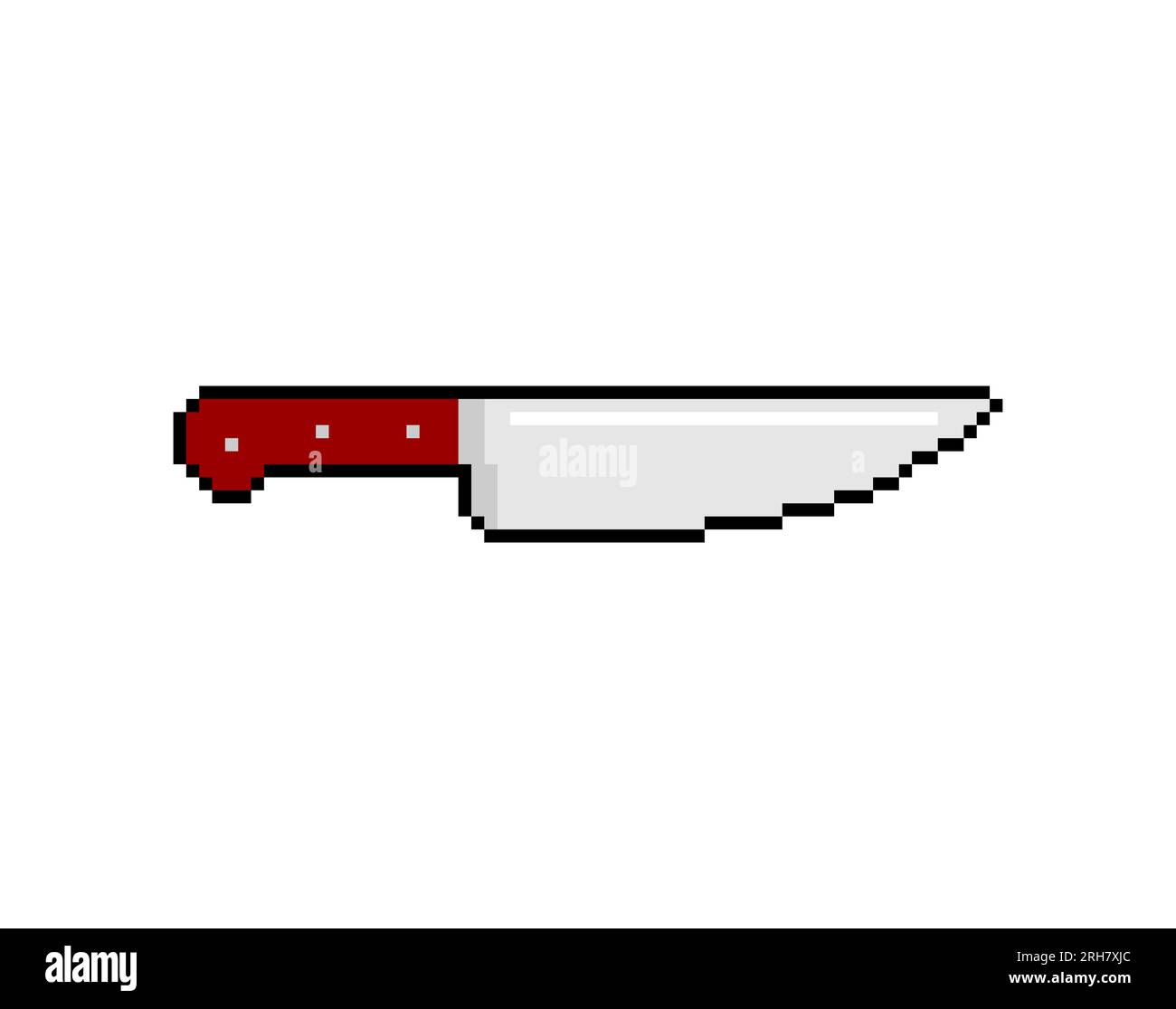Kitchen knife pixel art, 8 bit kitchen utensils sign. pixelated Dishes