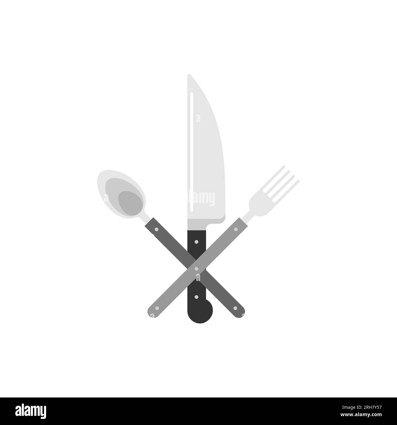 Knife and fork and spoon, kitchen utensils sign. Dishes Vector illustration Stock Vector Image