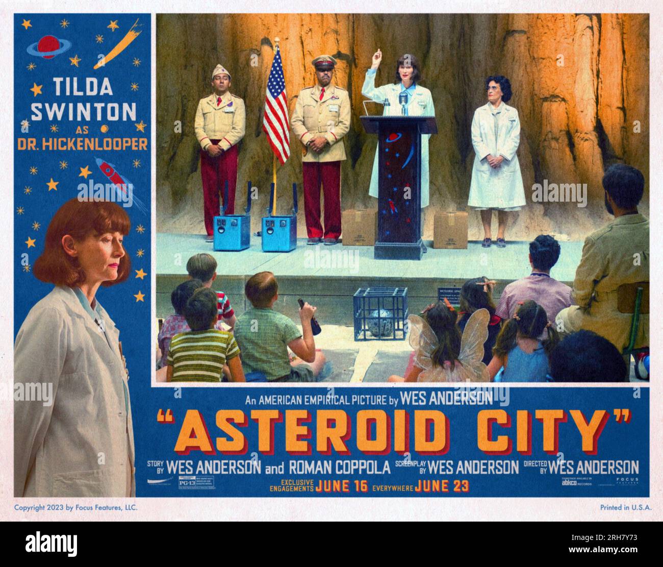 ASTEROID CITY, US lobbycardinspired poster, Tilda Swinton (border, and