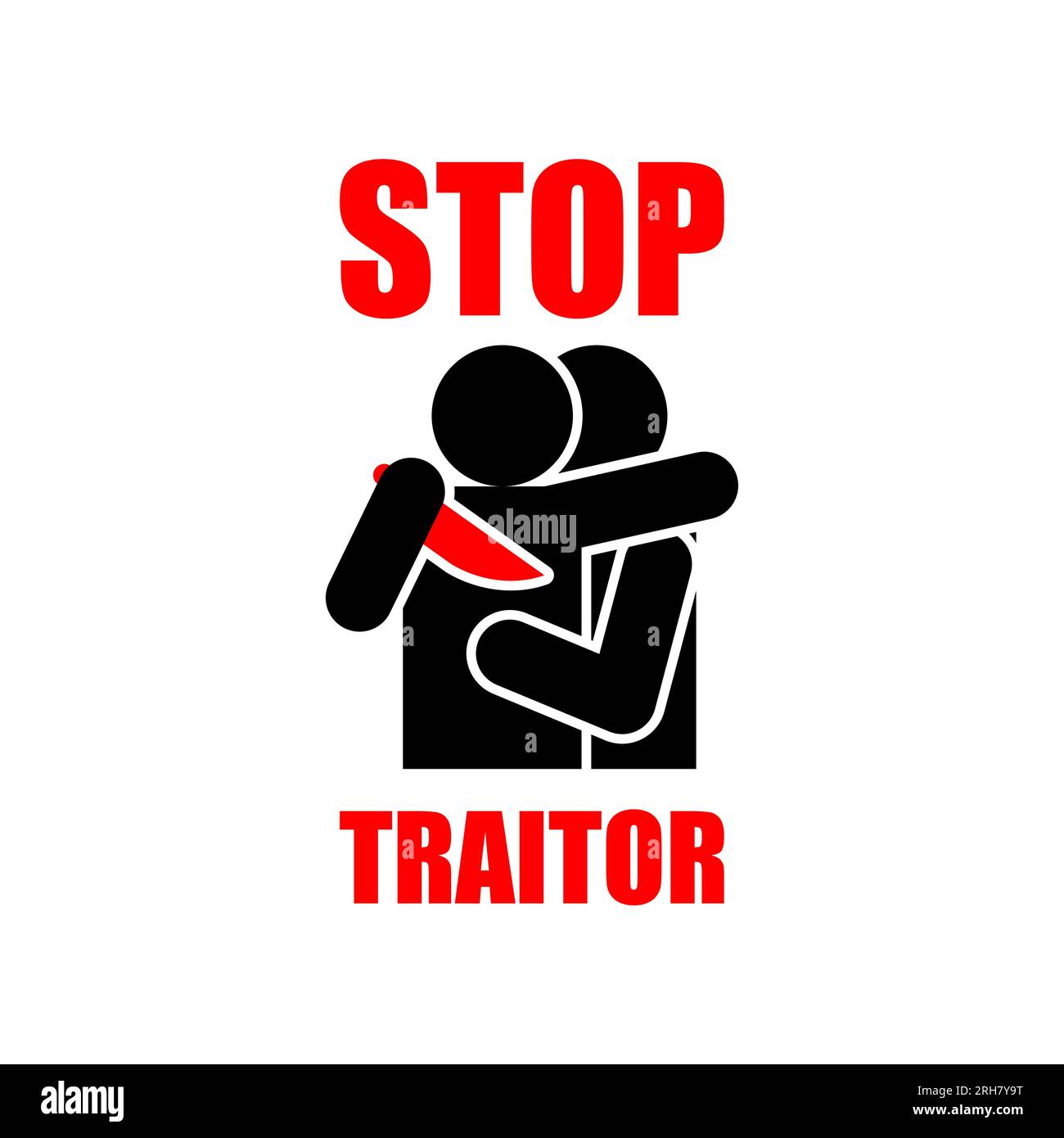 Stop traitor. Ban of betrayal. Concept of betrayal is a knife in the back. Stock Vector