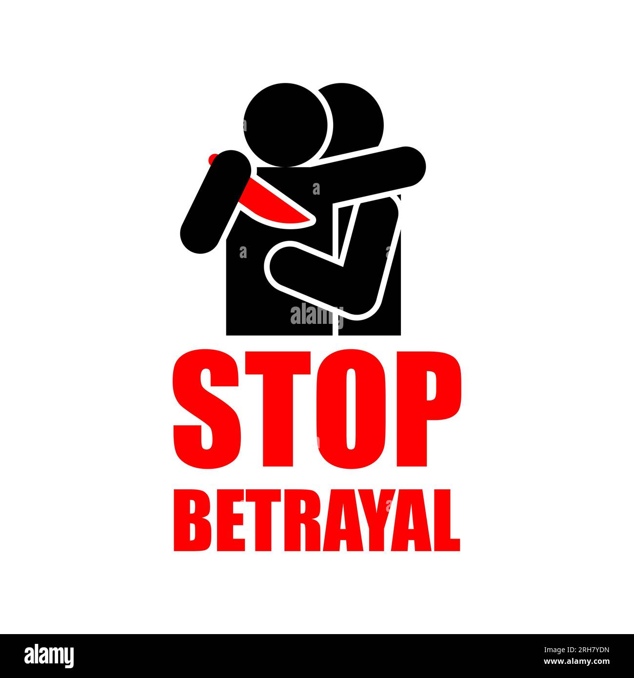 Stop traitor. Ban of betrayal. Concept of betrayal is a knife in the back. Stock Vector