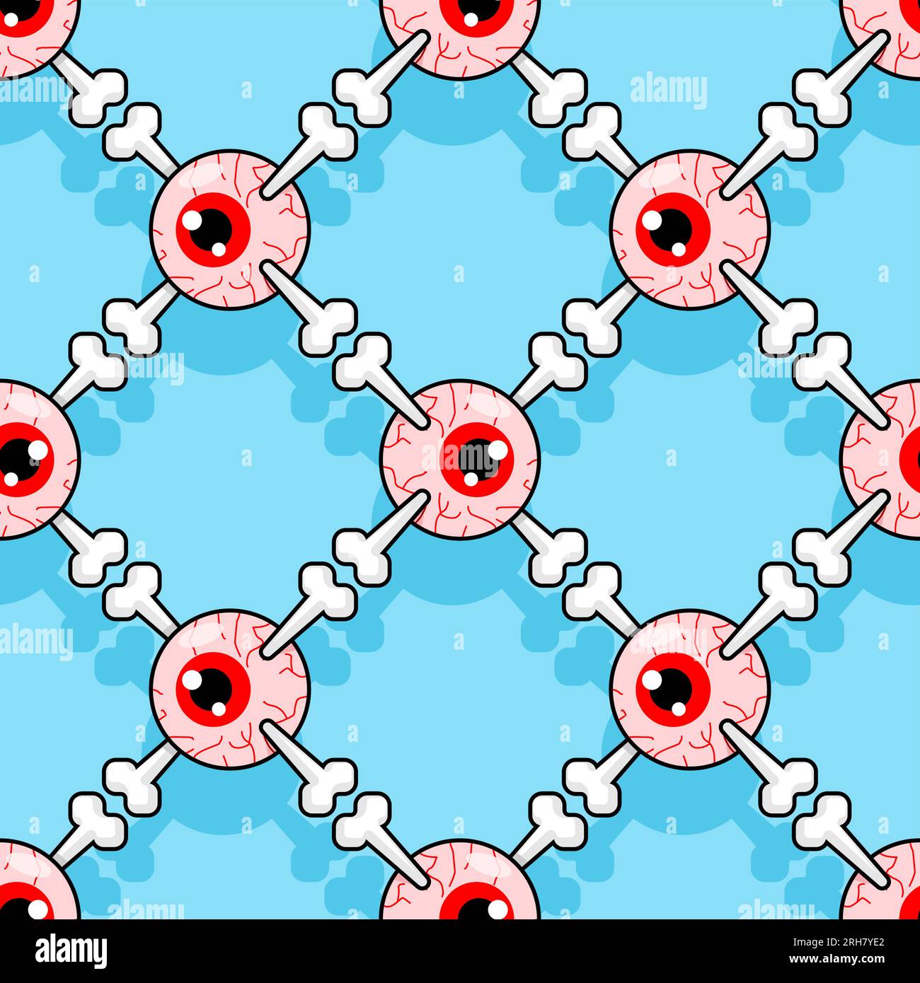 Eye and crossbones pattern seamless. Vector texture Stock Vector