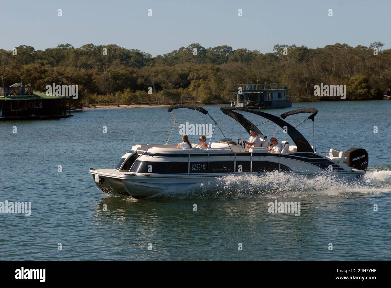 Pontoon Boat, Noosa River, Queensland, Australia Stock Photo Alamy