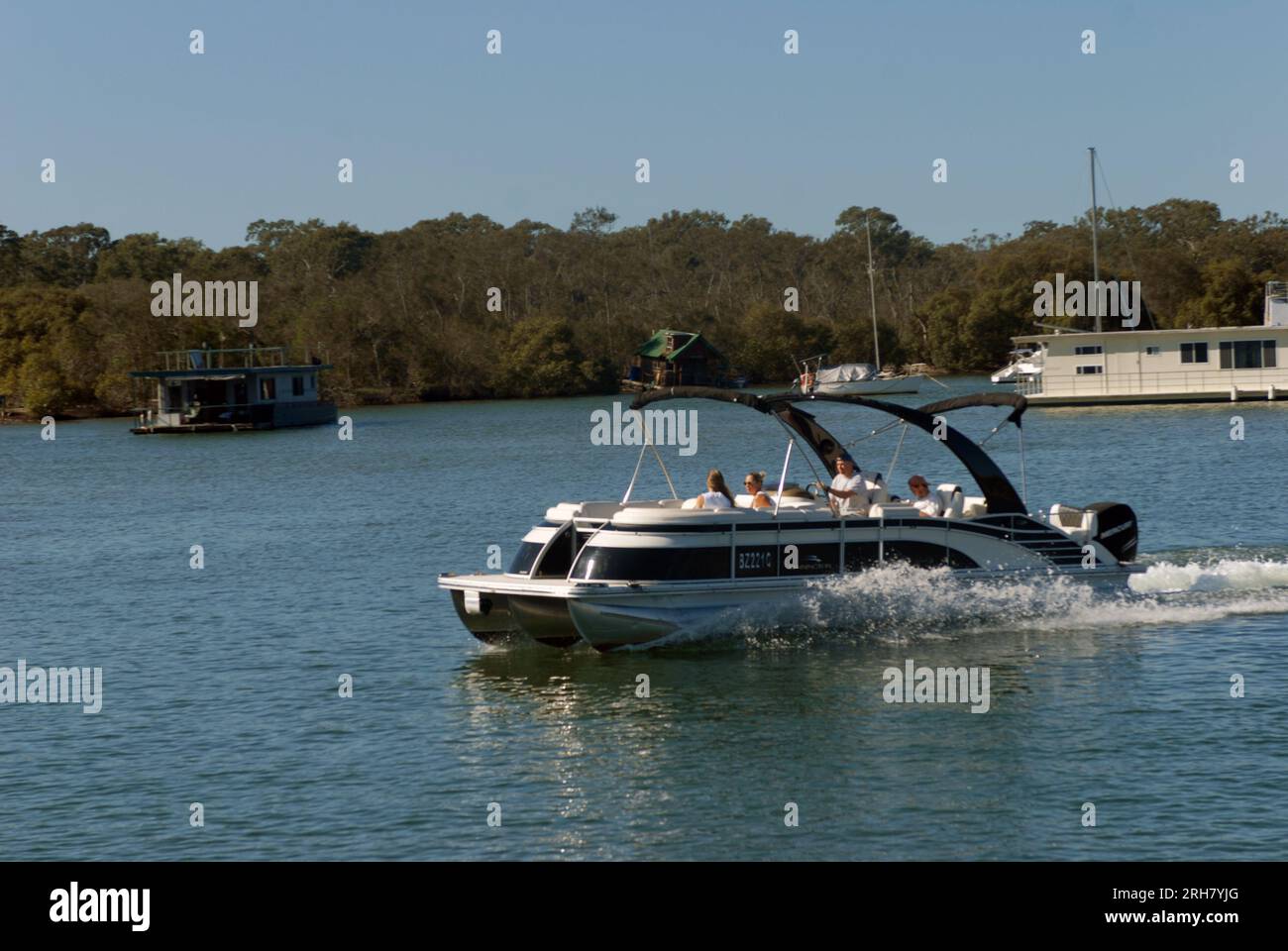 Pontoon Boat, Noosa River, Queensland, Australia Stock Photo Alamy