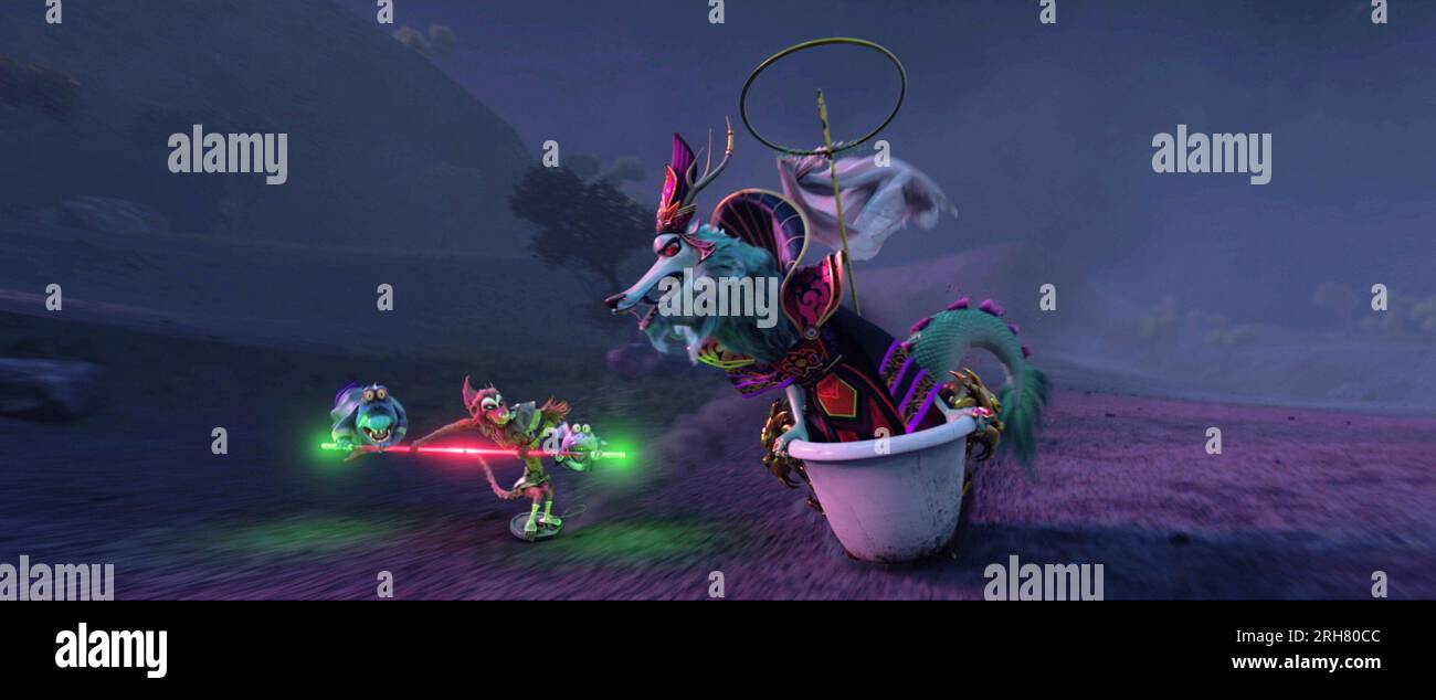 THE MONKEY KING, from left Babbo (voice Ron Yuan), Monkey King (voice