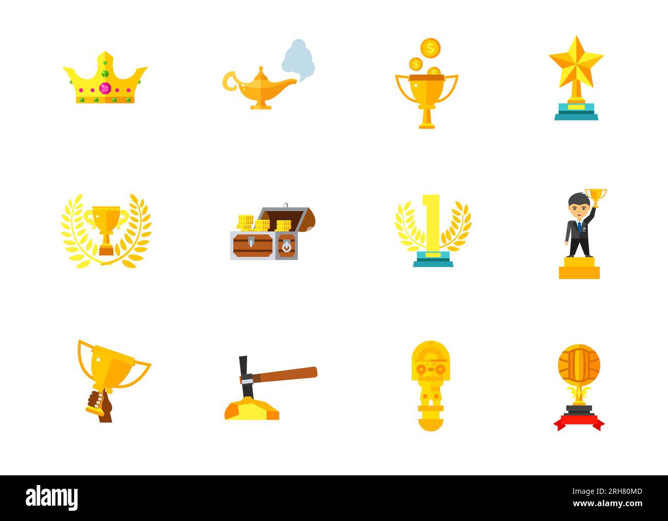 Things made of gold icon set Stock Vector