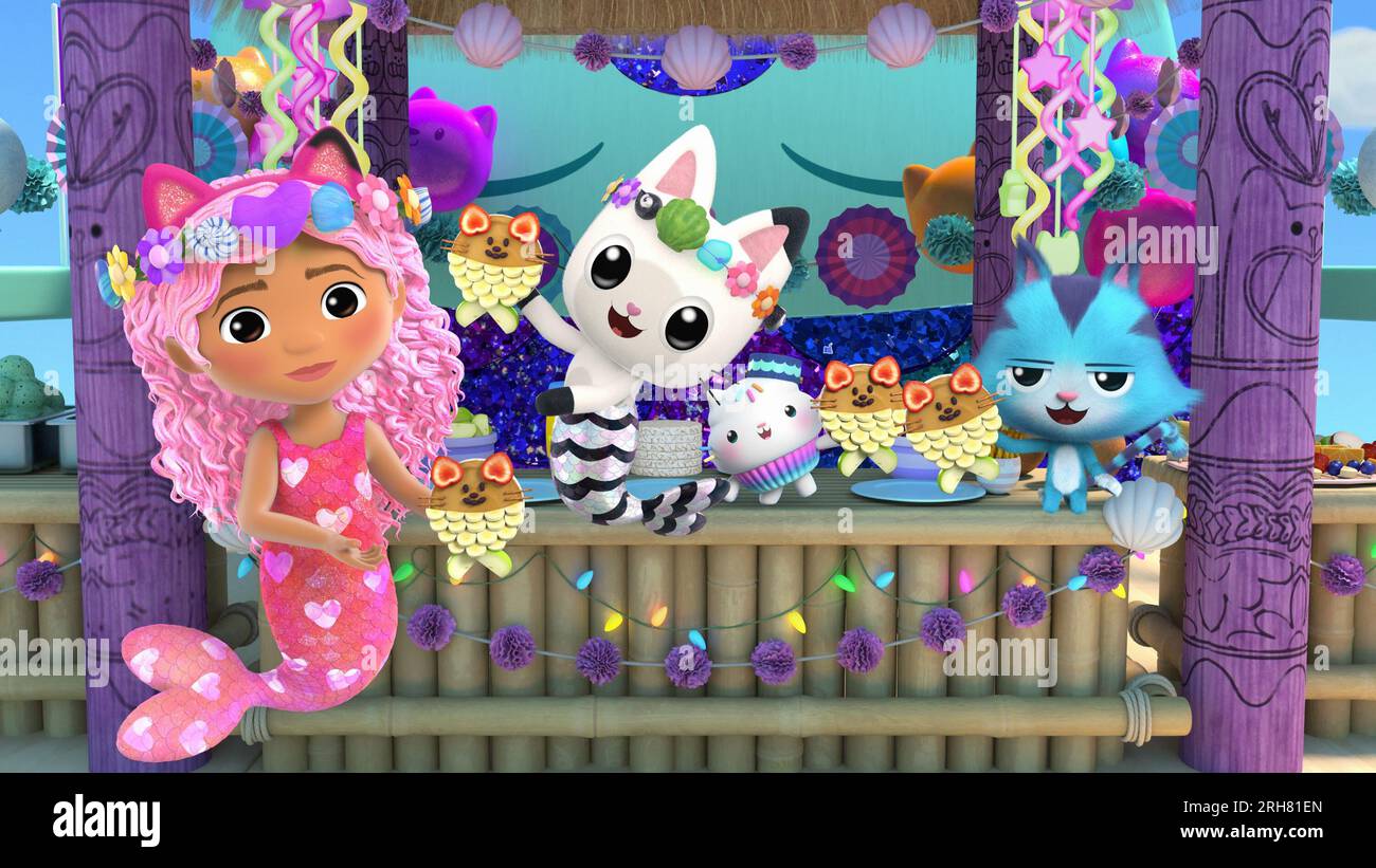 GABBY'S DOLLHOUSE, from left Gabby Girl (voice Laila Lockhart Kraner), Pandy Paws (voice