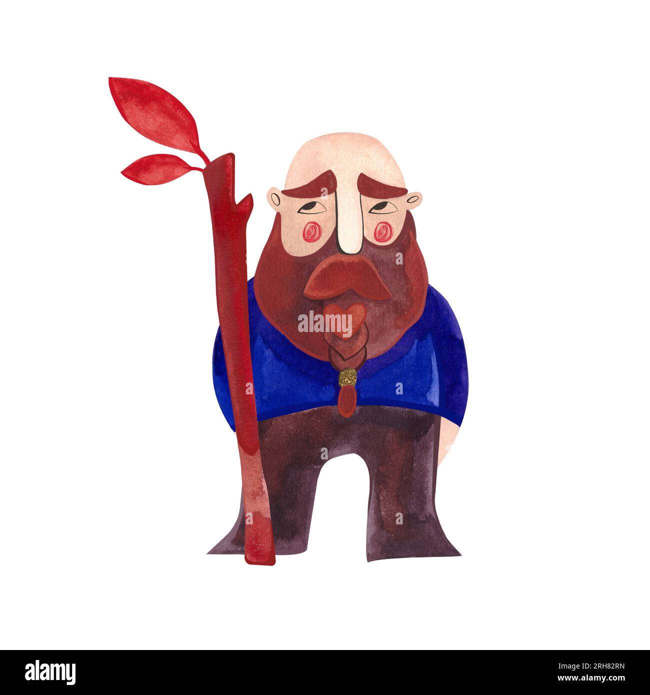 Watercolor gnome in blue costume. Autumn. Isolated illustration ...