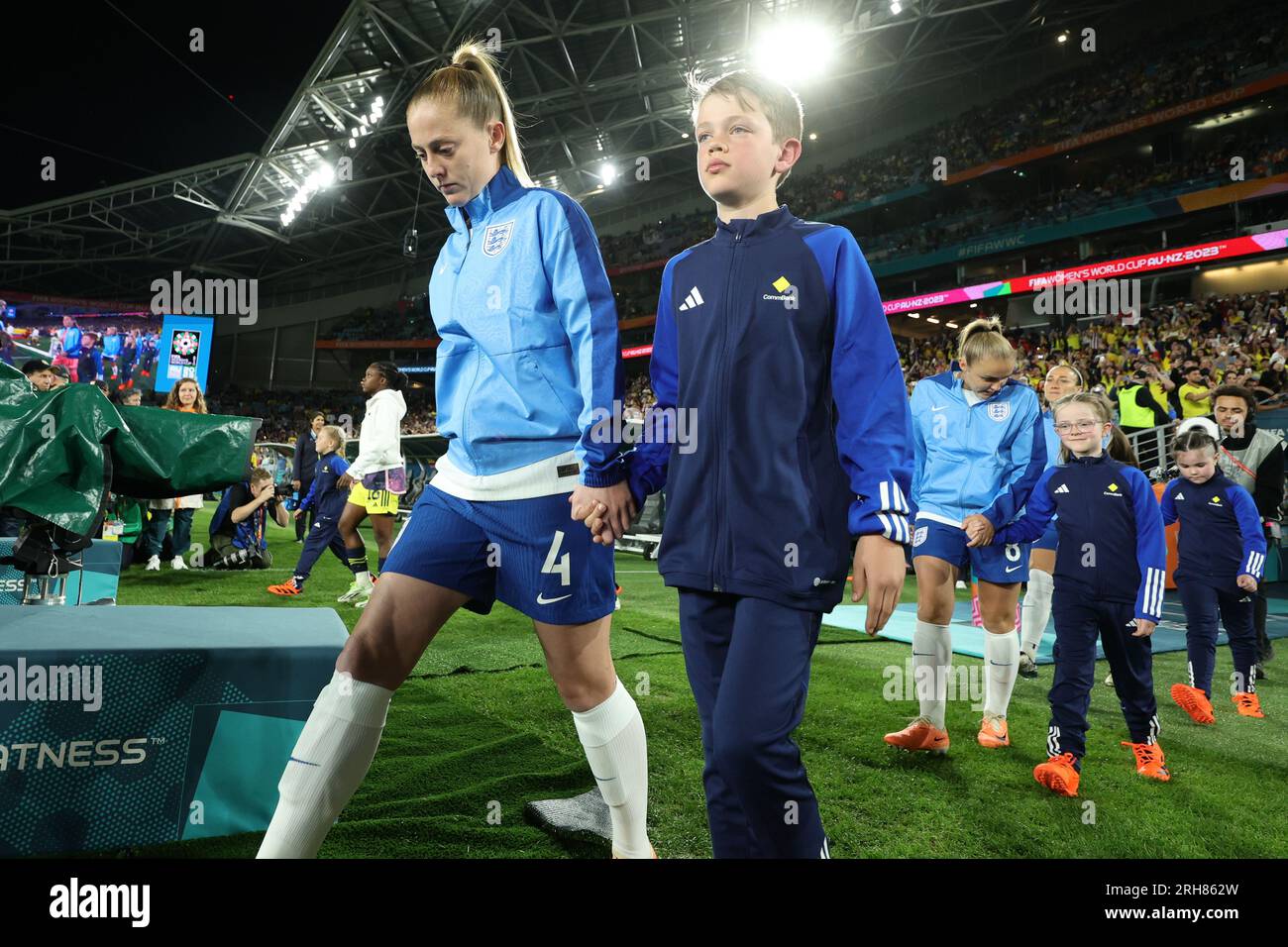 Sydney, Australia. 12th Aug, 2023. Keira Walsh of England enters the field of play during the FIFA Women's World Cup 2023 Quarter Final match between England Women and Colombia Women at Stadium Australia, Sydney, Australia on 12 August 2023. Photo by Peter Dovgan. Editorial use only, license required for commercial use. No use in betting, games or a single club/league/player publications. Credit: UK Sports Pics Ltd/Alamy Live News Stock Photo