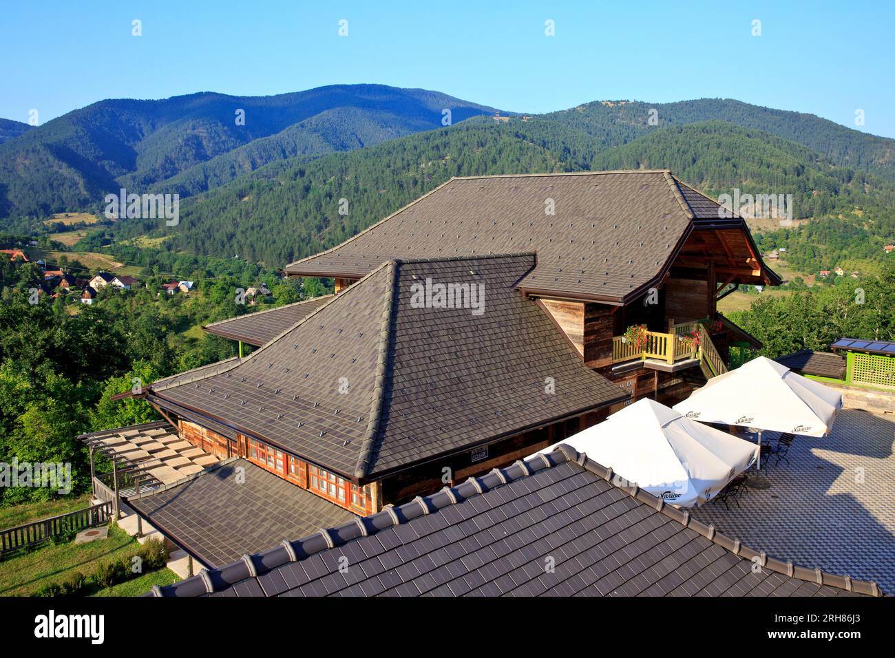 The traditional village of Drvengrad built by Serbian film director Emir Kusturica for his film Life Is a Miracle (2004) at Mokra Gora, Serbia Stock Photo