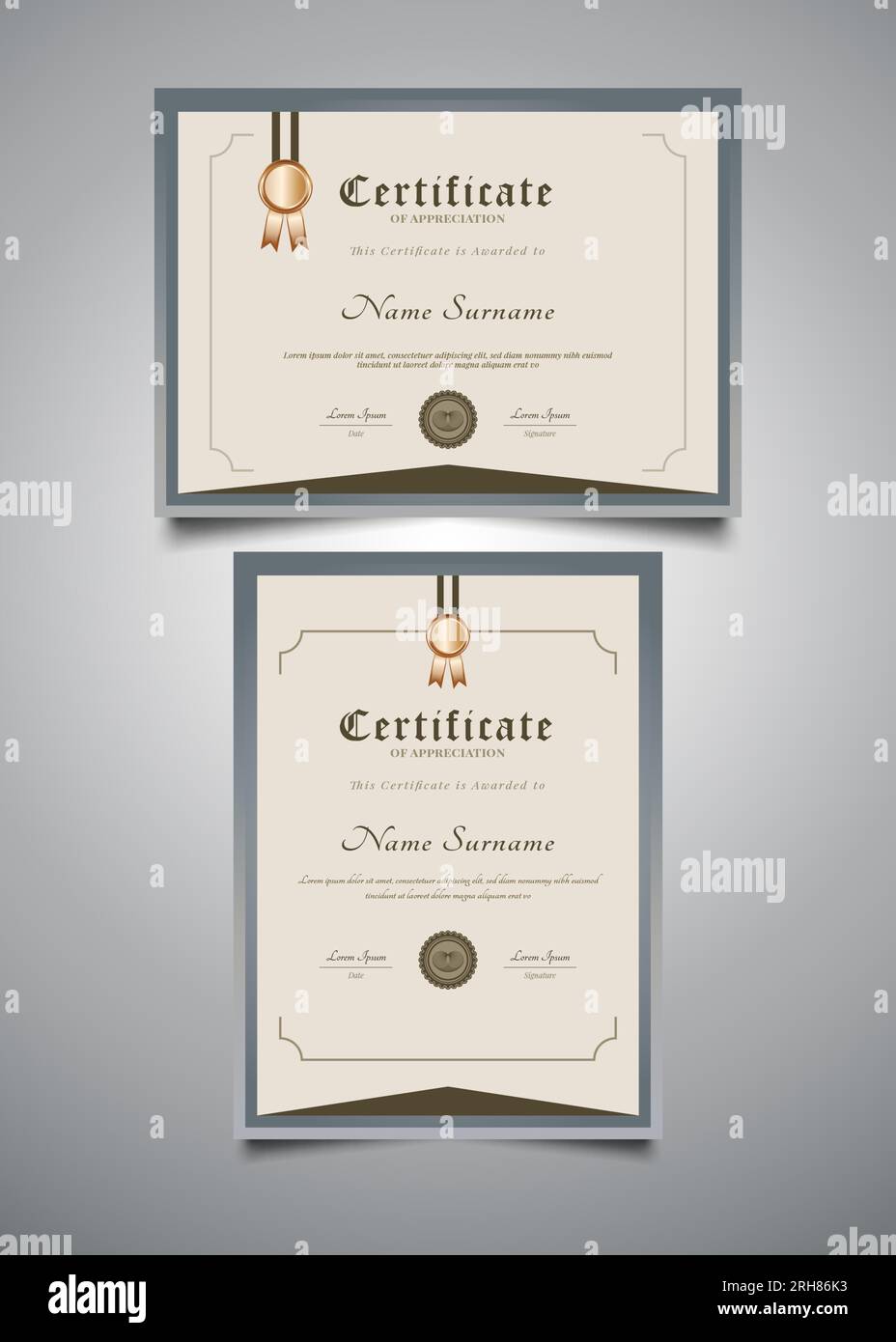 Minimalist Certificate Templates with Vintage Style Stock Vector