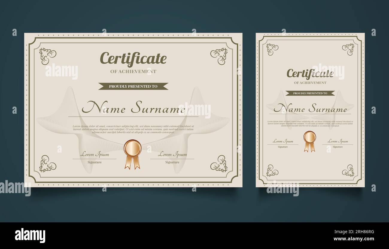 Certificate Template with Abstract Ornament in Classic Style Stock Vector