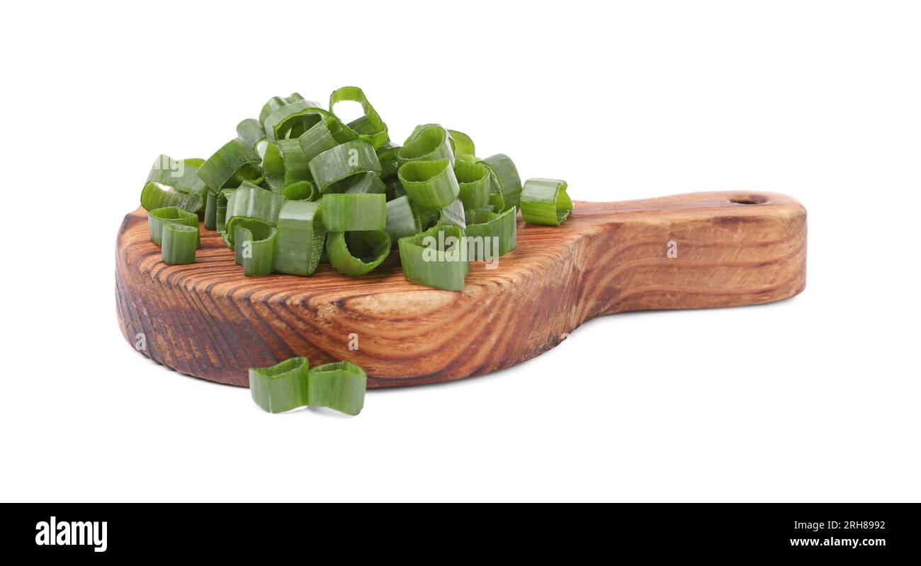 Chopped fresh green onion isolated on white Stock Photo - Alamy