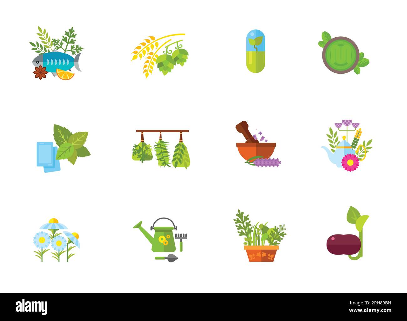 Herbs icon set Stock Vector