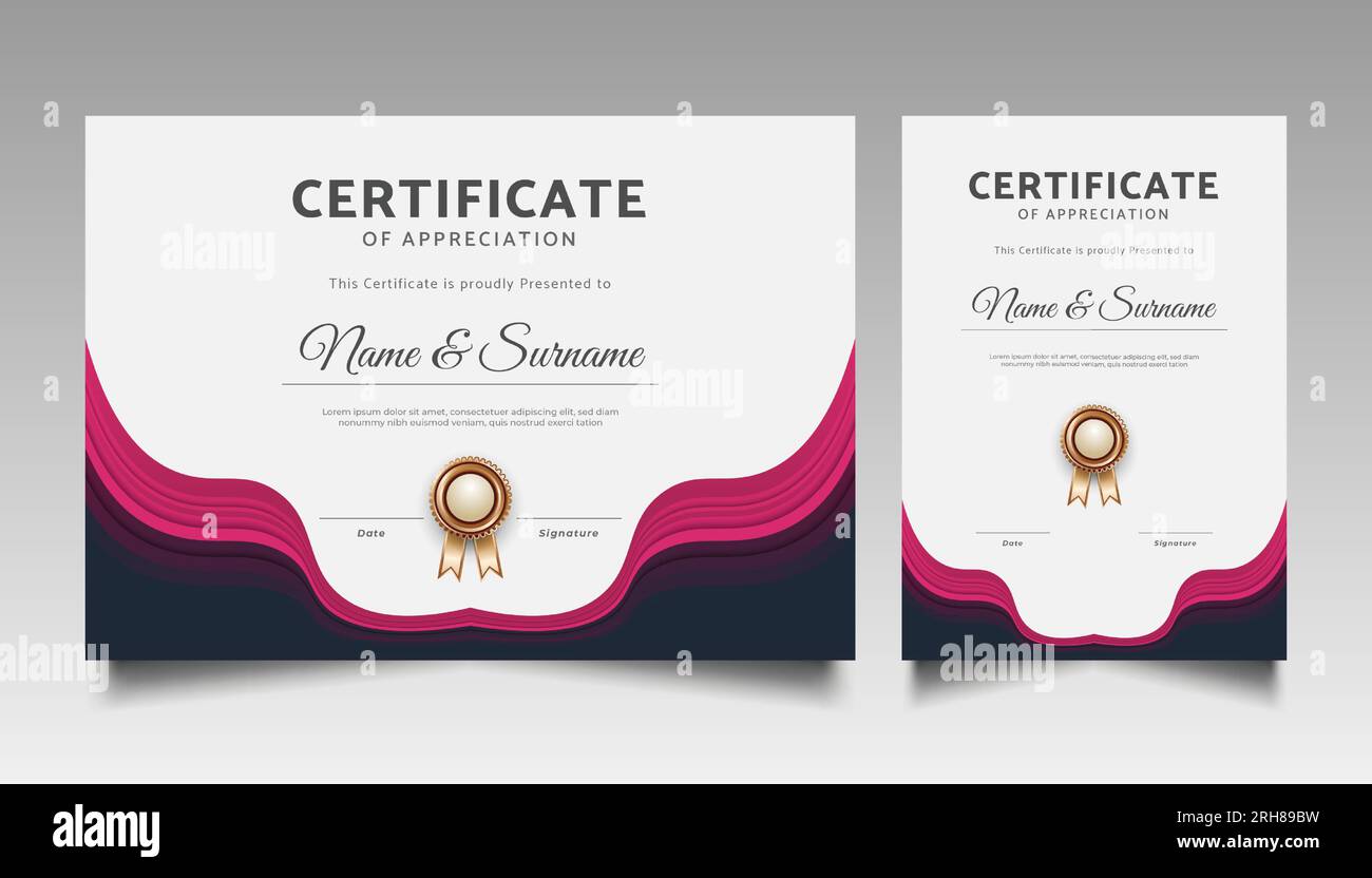 Modern Certificate Template with Wave Ornaments Stock Vector