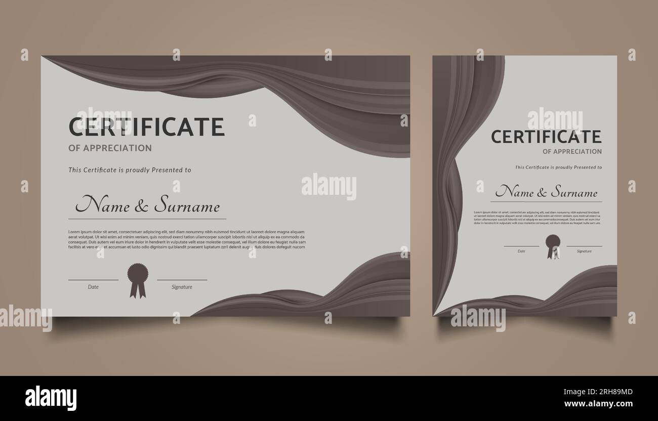 Classic Certificate Template with Paper Cut Style Stock Vector