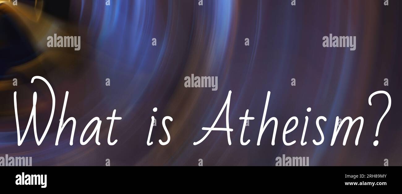 Question What Is Atheism on blurred background, banner design Stock Photo
