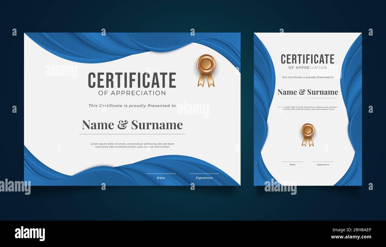 Modern Certificate Template with Blue Paper Cut Style Stock Vector ...