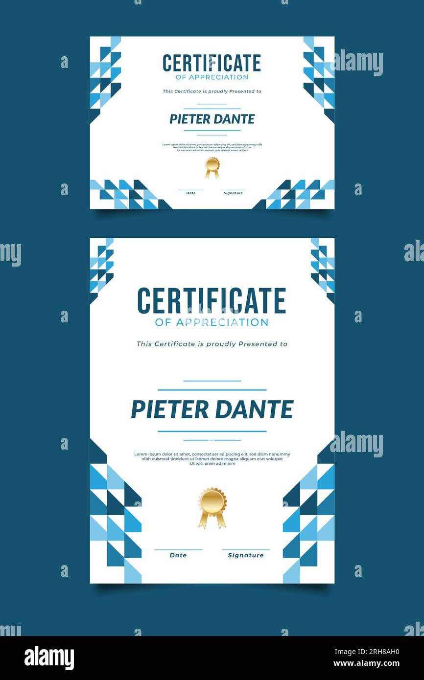 Certificate of Appreciation Template with Modern Design Stock Vector