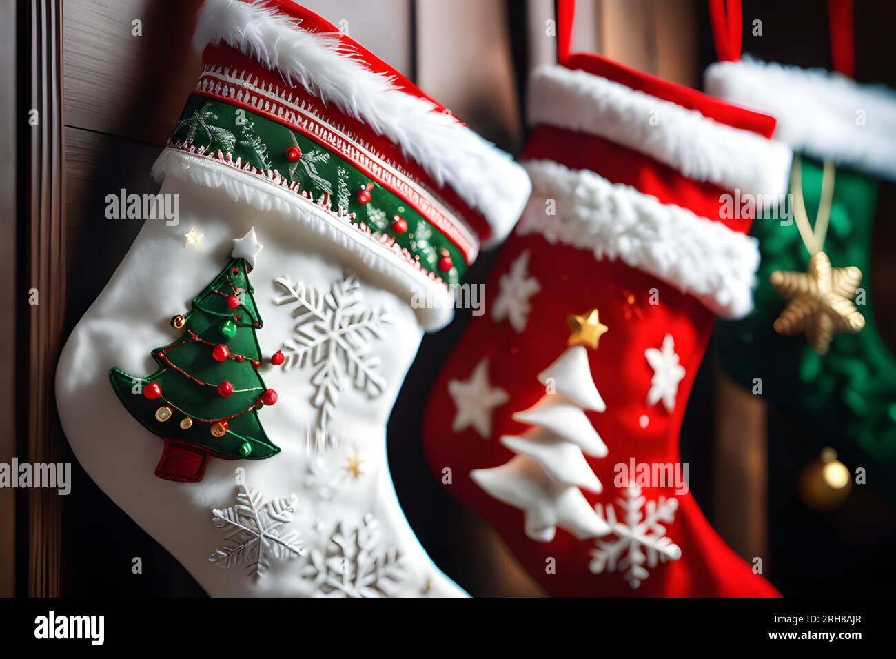 Christmas decoration sock. Vector. Background. Wallpaper Stock Vector