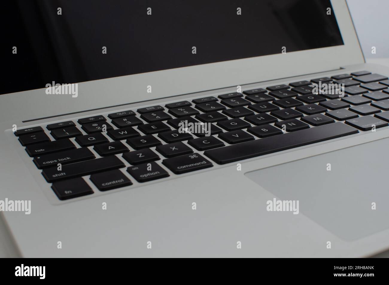 Detailed details of laptop keys and keyboard in stunning zoom Stock