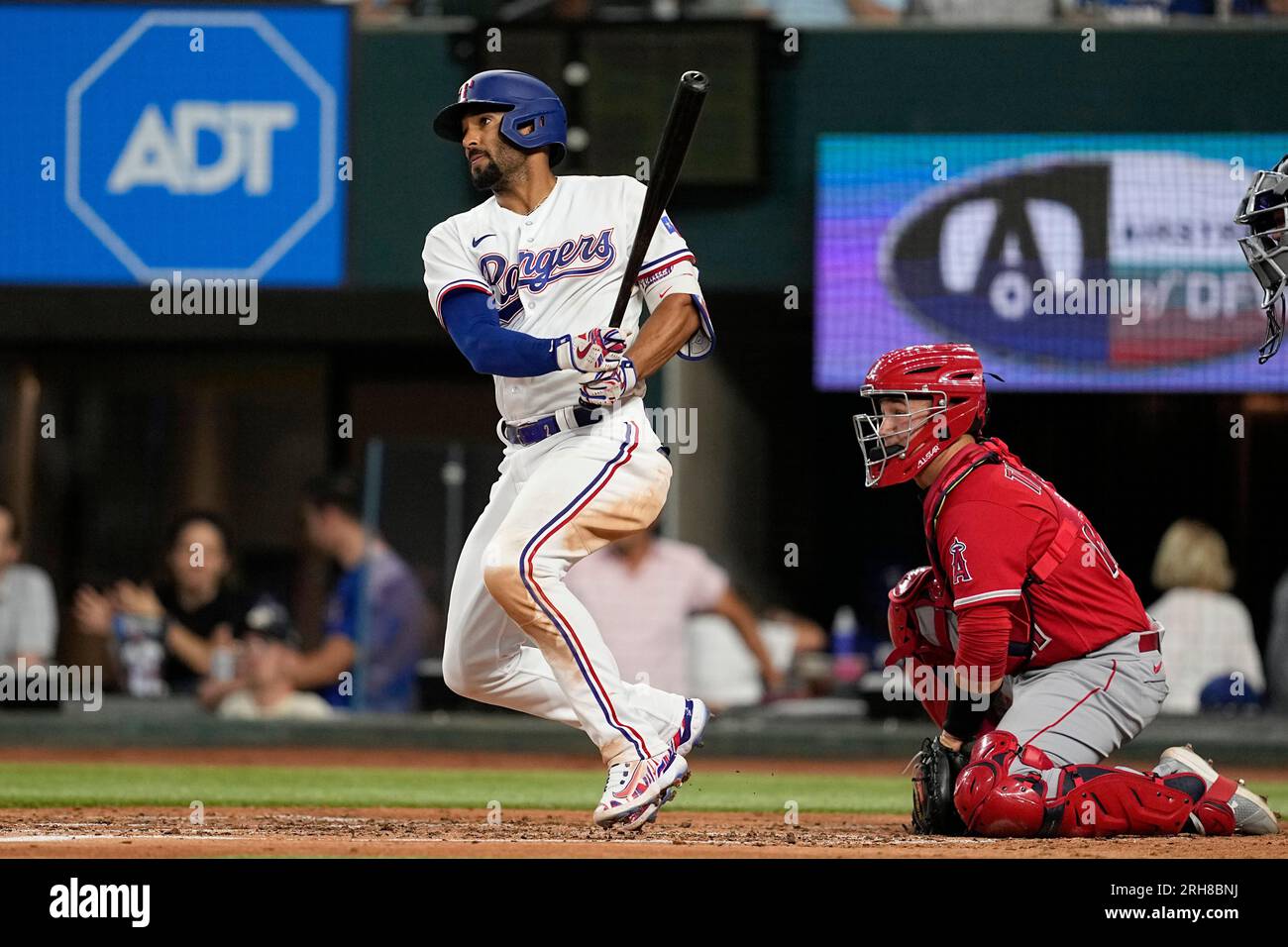 American League's Marcus Semien, of the Texas Rangers, during the MLB  All-Star baseball game against the National League in Seattle, Tuesday,  July 11, 2023. (AP Photo/Lindsey Wasson Stock Photo - Alamy