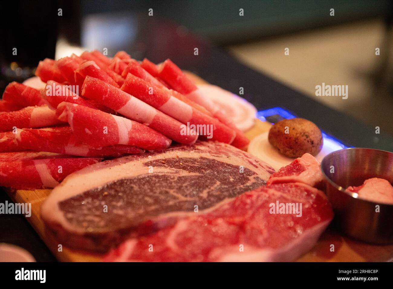 Variety of Meats to cook for Korean BBQ Stock Photo Alamy