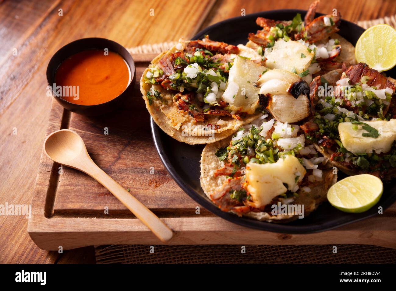 Tacos al pastor. Also known as Tacos de Trompo, they are the most