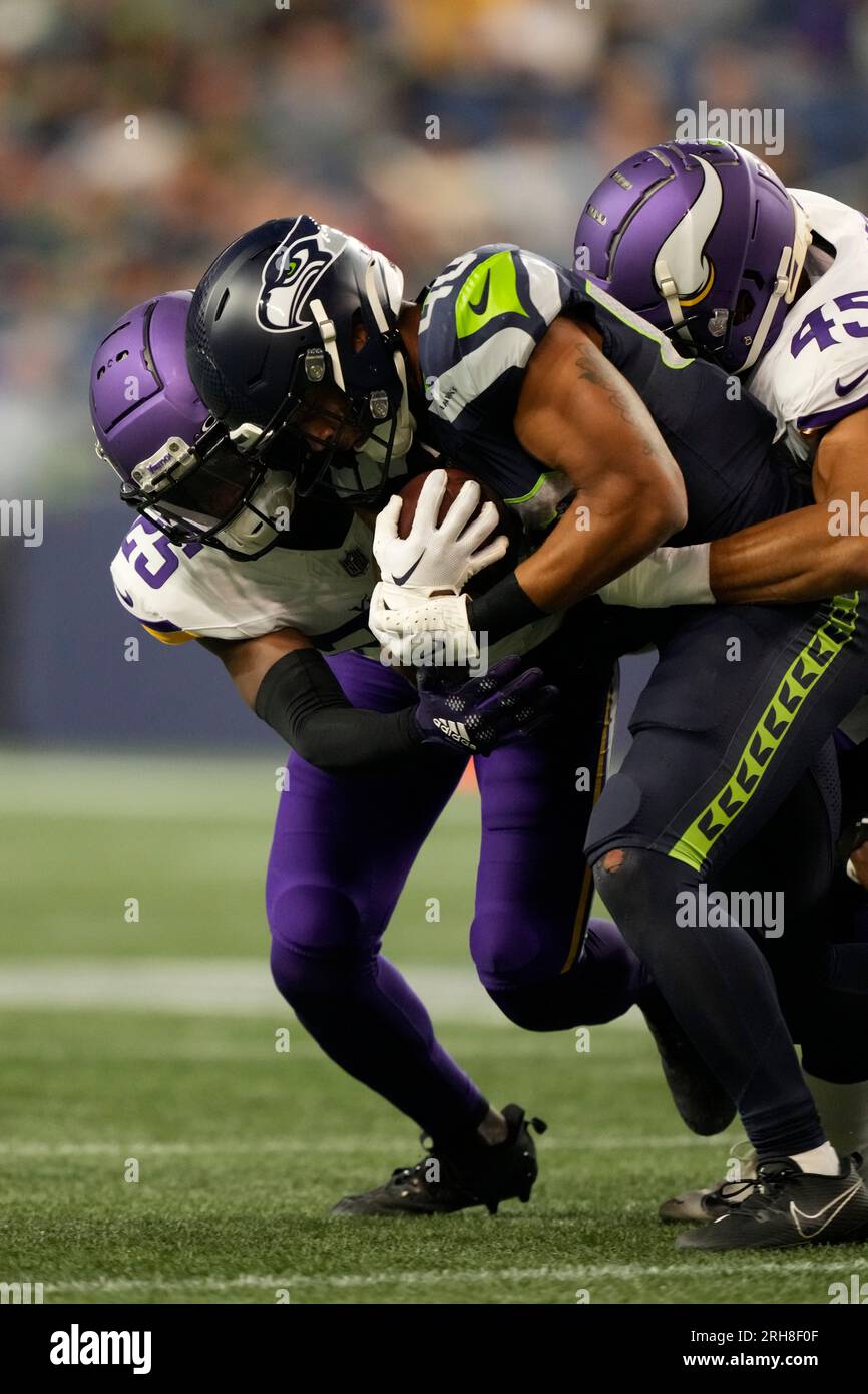 Minnesota Vikings safety Theo Jackson (25) and linebacker Troy Dye (45