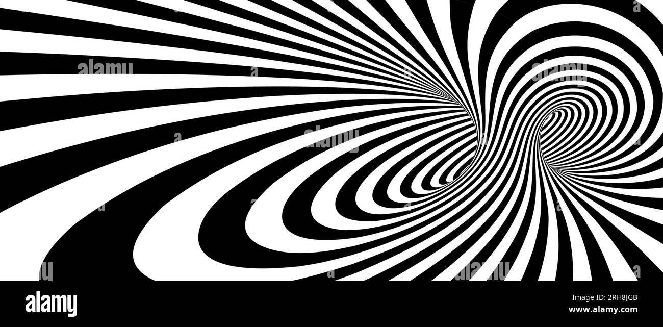 Abstract hypnotic spinning lines background. Black and white vertical
