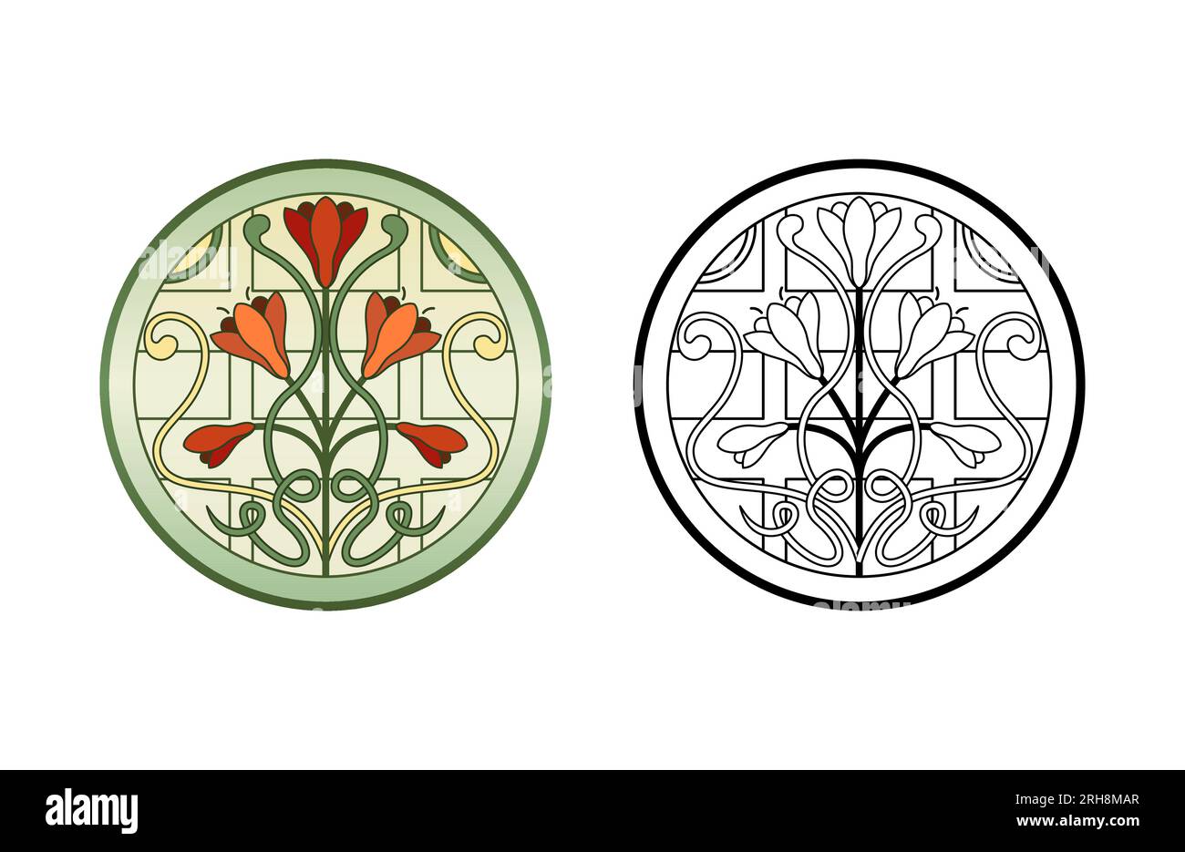 Stained Church glass worksheet. Circle form Stock Vector Image & Art