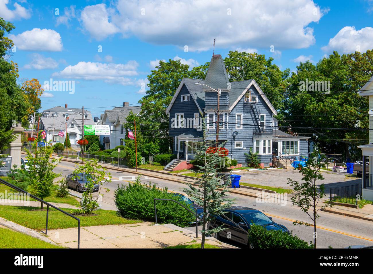 Victoria style historic house at 583 Broad Street in historic city center of Central Falls, Rhode Island RI, USA. Stock Photo
