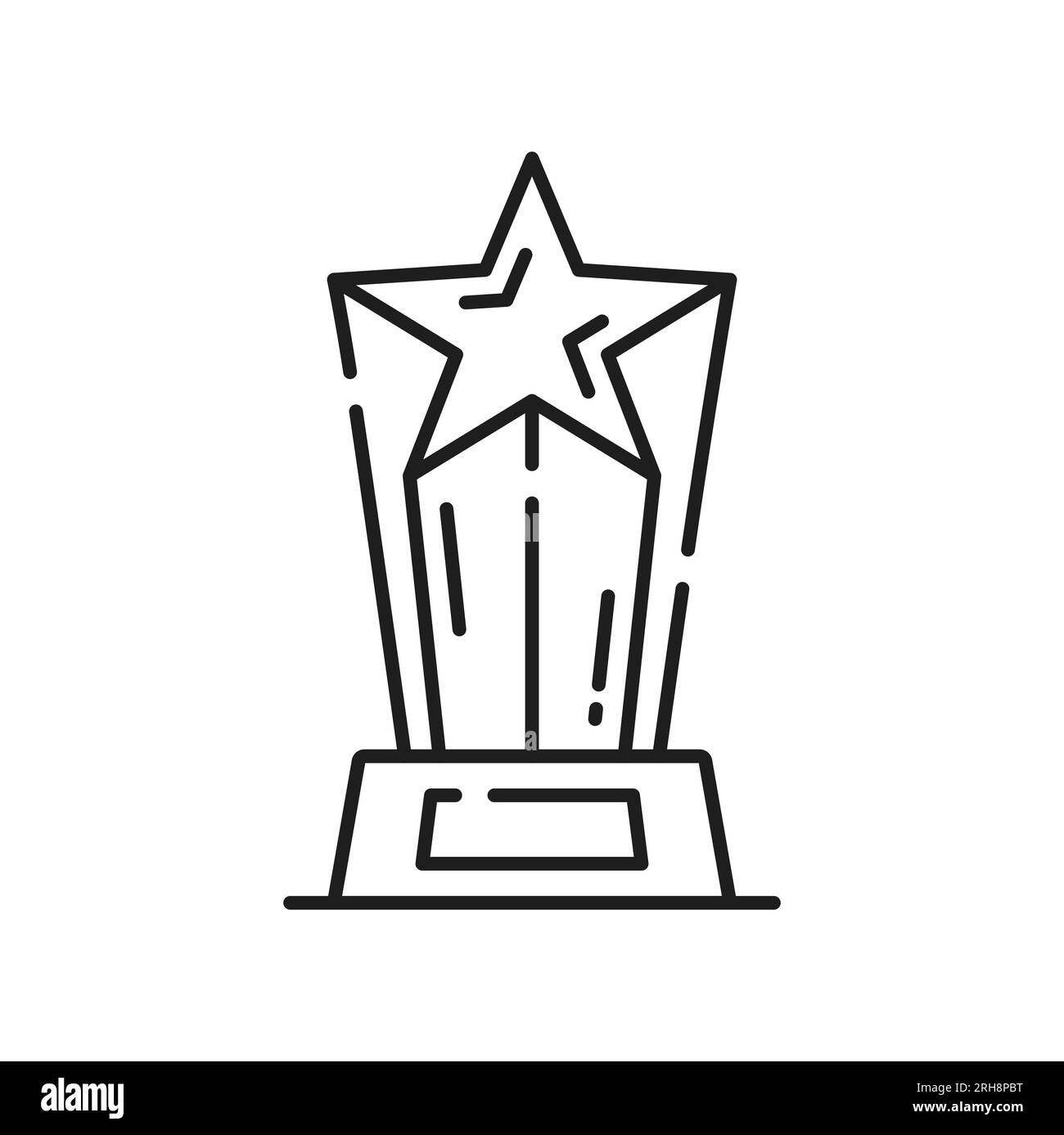 Star trophy award statuette line icon, victory prize or winner vector reward. First place and best award trophy of star statuette on pedestal stand, sport champion or number one winner trophy Stock Vector