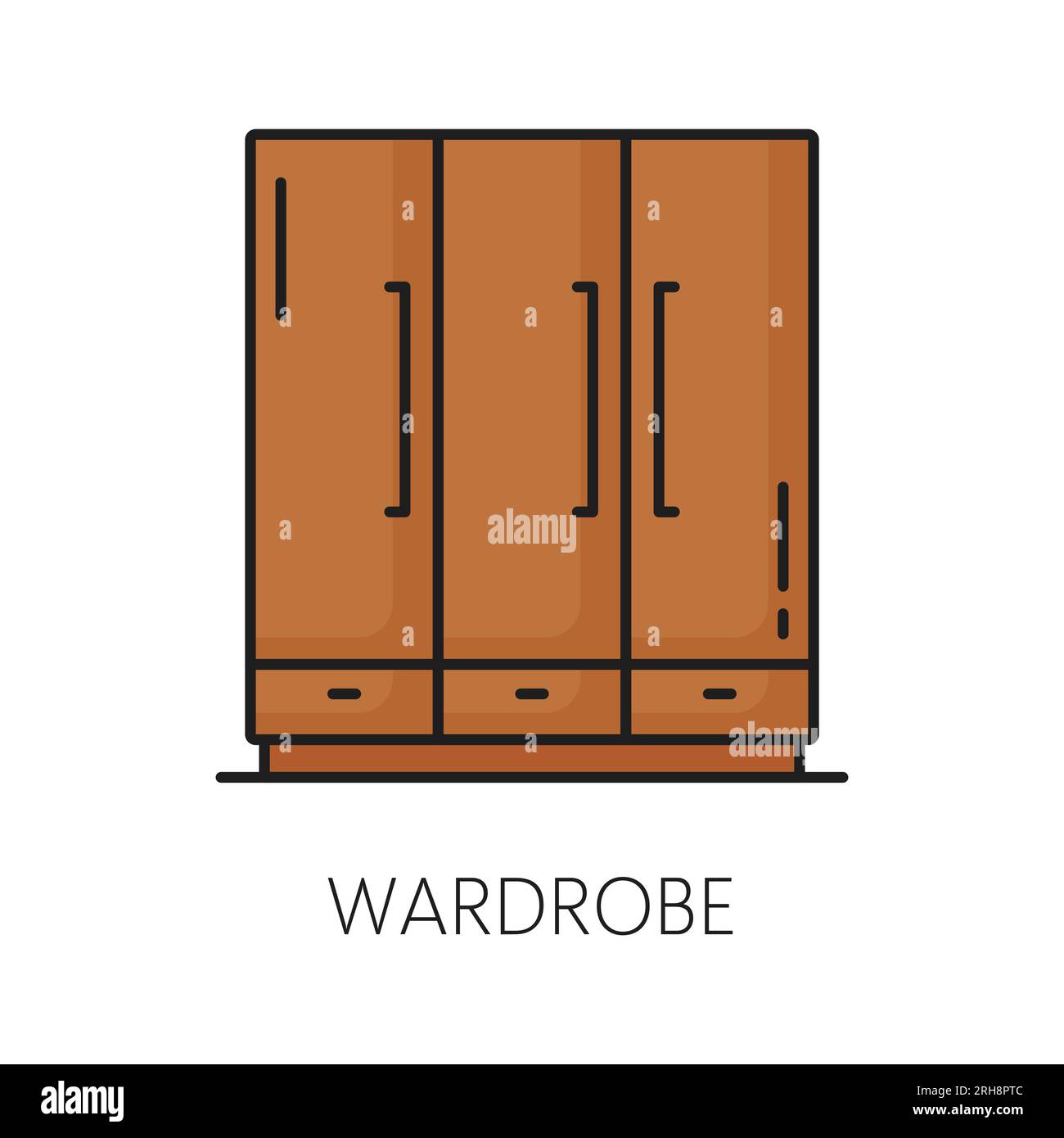 Wardrobe, furniture icon of home interior or room facility, vector line