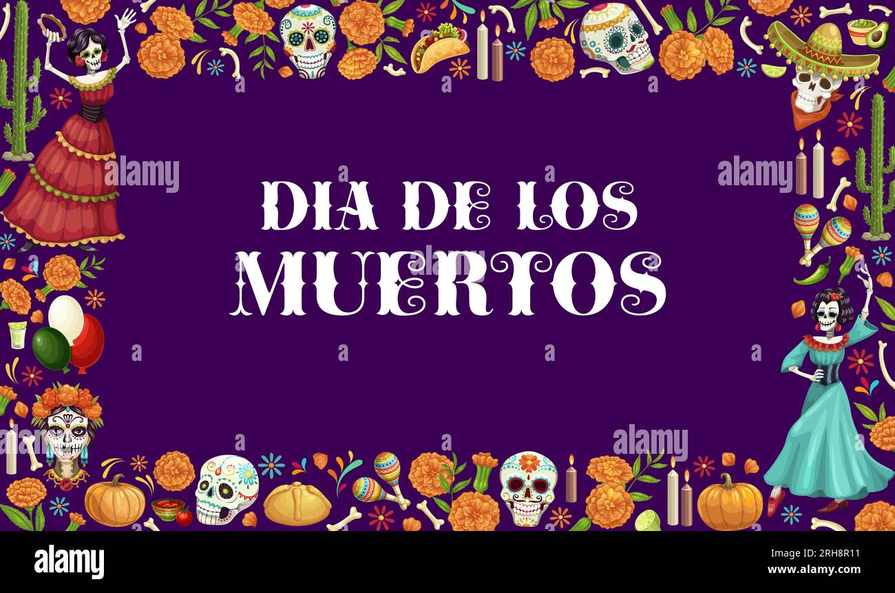 Dia de los muertos Mexican holiday banner with day of the dead sugar ...