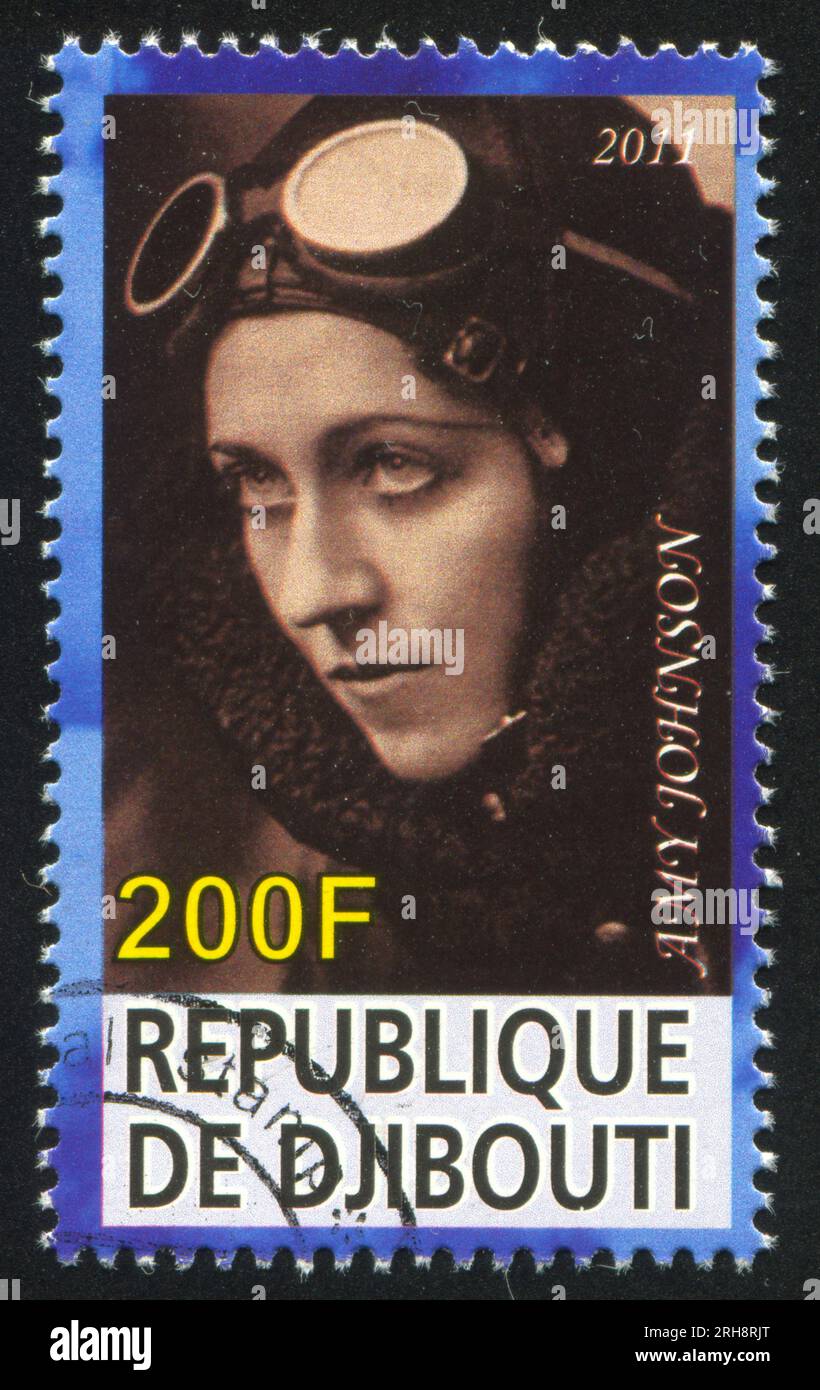 DJIBOUTI - CIRCA 2011: stamp printed by Djibouti, shows Amy Johnson, circa 2011 Stock Photo